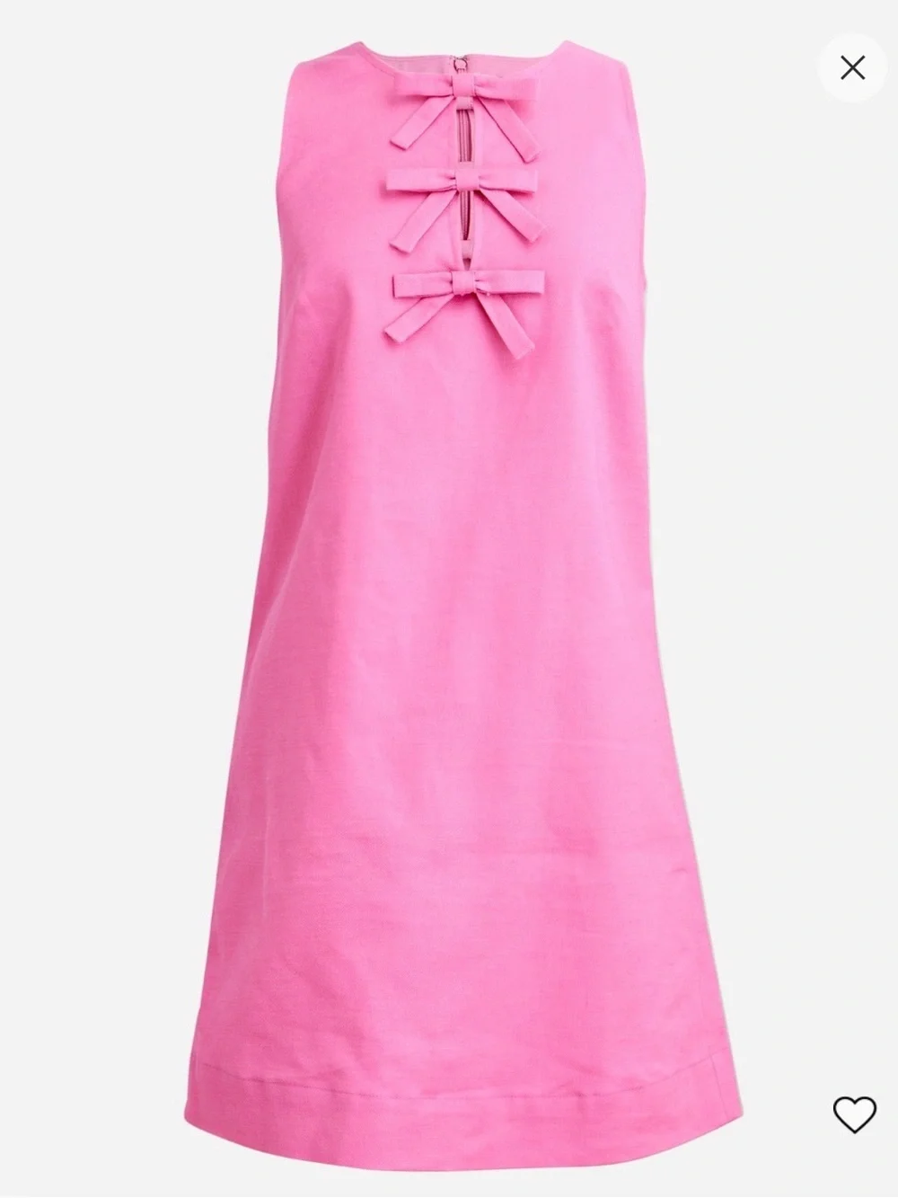 J. Crew Pink Bow-front shift dress in stretch linen blend
